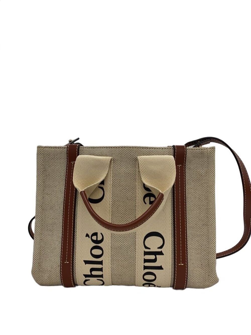 Chloe Tote Bag Canvas Beige Tan Cream
